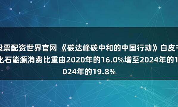 股票配资世界官网 《碳达峰碳中和的中国行动》白皮书：非化石能源消费比重由2020年的16.0%增至2024年的19.8%